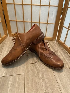 Cole Haan Men 8 W Washington Grand Laser Wingtip Oxford Brit Tan C24523 $400 - Picture 1 of 9