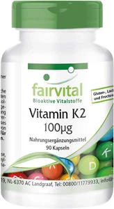 Fairvital | Vitamin K2 MK7-90 Kapseln - HOCHDOSIERT - 100Μg Pro Kapsel - VEGAN - Bild 1 von 7