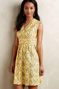 Anthropologie Latticelace Floral Lace Dress by Plenty by Tracy Reese Sz 0 Yellow - Picture 1 of 10