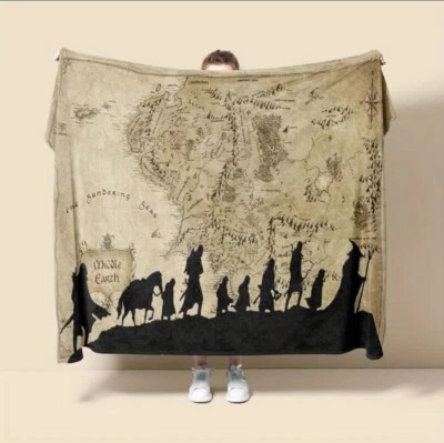 The Lord of The Rings Map of Middle Earth The Fellowship Soft Throw Blanket - Image 1 of 4