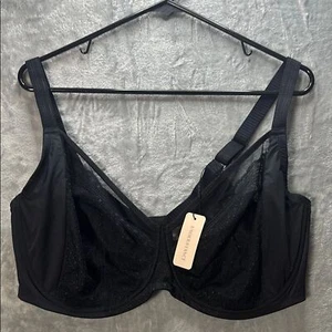 NWT New Understance Black Lace Sheer Salma Flexwire Full Coverage Bra Size 46G - Picture 1 of 9