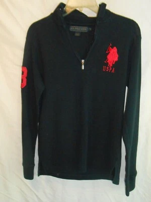 US Polo Assn Mens 1/4 Zip Sweater Polo Rugby Black Big Red Logo Size XL 3 - Image 1 of 4
