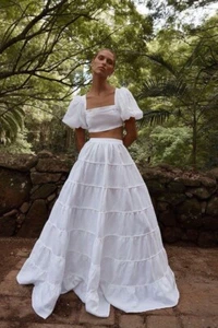 DISSH Aisle Linen White Set Crop Top Maxi Skirt Size AU 6 / US 2 - Picture 1 of 10
