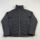 L.L. Bean Downtek Jacket Women's Small Gray Puffer Full Zip Fleece Lined Collar