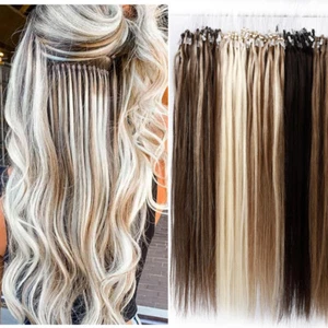 Micro Ring Loop Hair Extensions Micro Beads 100% Real Human Hair Link 18"-24" US - Picture 1 of 43
