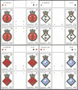 Gibraltar 1989 Yvert 581/84 block of 4 Royal Navy shields MNH VF - Picture 1 of 1