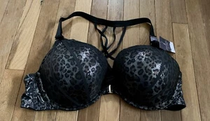 Plus Size 46C Cacique Boost Plunge Bra Seriously Sexy Metallic Leopard Sparkle - Picture 1 of 7