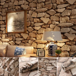 Rustic Slat Stone Wallpaper 3D Effect Stones WallPaper For LivingRoom 1-6 Rolls - Picture 1 of 12