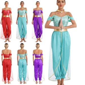 Ladies Belly Dance Jasmine Indian Dance Costume Arab Princess Dance Suit Fancy Dress - Picture 1 of 46