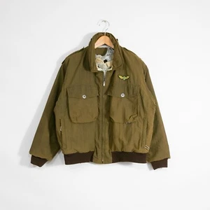 Vintage K-Way Military Bomber Jacket Mens XL - Quilted Liner Distressed Boxy - Picture 1 of 8