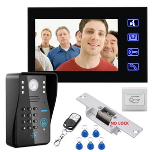 7"RFID Password Video Door Phone Intercom Doorbell+IR Camera+Electric Strik Lock - Picture 1 of 7