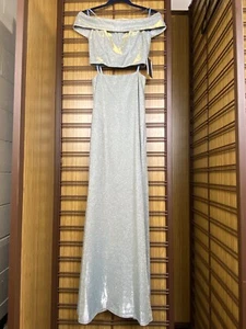 City Vibe Sage/Gold Floor Length Two Piece Dress Dillards Size 3 - Picture 1 of 6