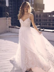 Maggie Sottero Terra Wedding Dress - Ivory over Mocha size 12 - Picture 1 of 16