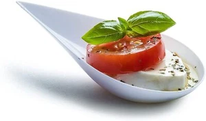 100 Pezzi 4" Goccia a Strappo Mini Piatti Antipasto Cucchiai Plastica Riutilizzabili per Ristorazione - Foto 1 di 7