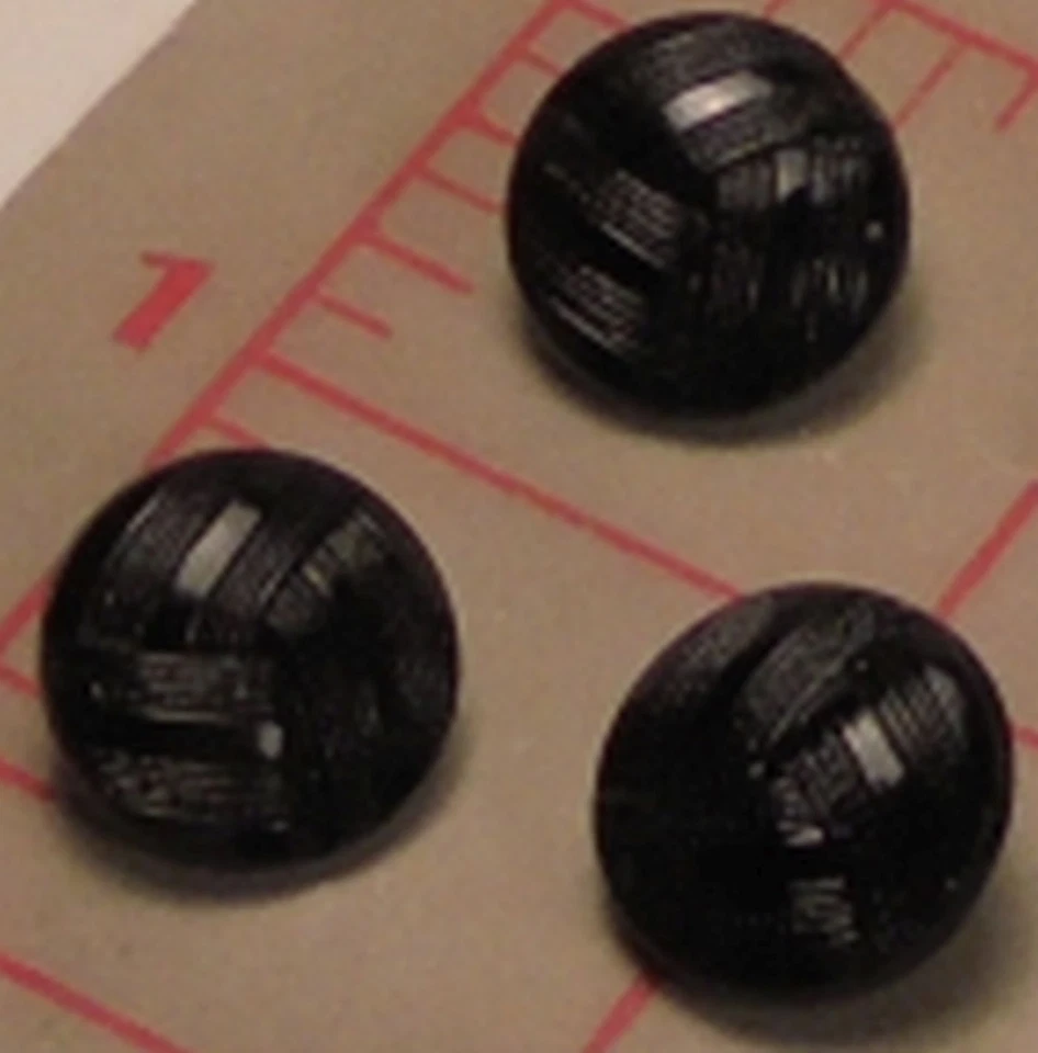 500 Vintage Sm Czech Glass Shank Button Black Folded Texture Design 1/2" 14mm#19 - Image 1 of 4