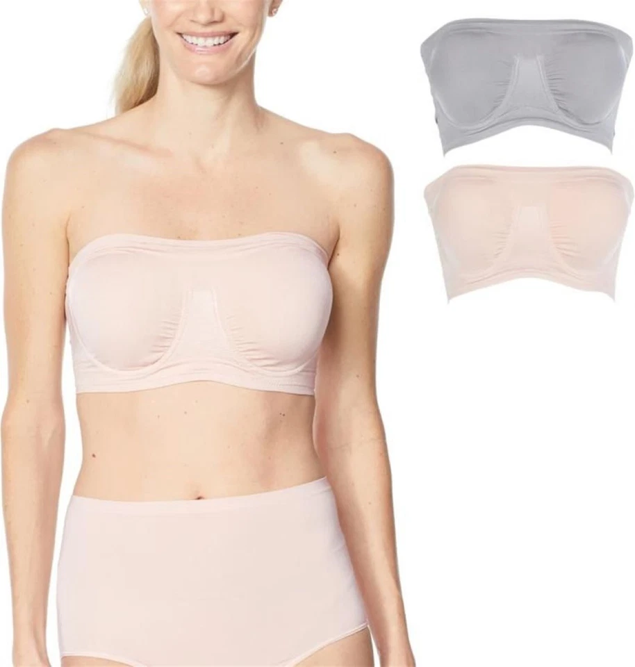 Almohadillas extraíbles Rhonda Shear 2 piezas con aros bandeau gris rubor 1X nuevas sin etiquetas (52) Foto 1 de 1