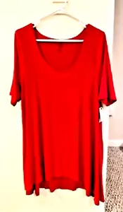 WOMENS RED TUNIC/DRESS-SWEET TEA,PULL OVER,SHORT SLEEVE,STRETCHY ROUND NECK,XL - Picture 1 of 4