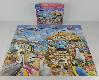 Pelican Paradise Puzzle White Mountain 1000 Pc #1323 Tropical COMPLETE EVC - Image 1 of 4