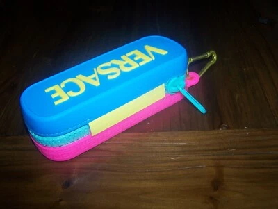 Versace Authentic Multicolor Beach Sunglasses Case Neon Rubbery Big Zip - Image 1 of 2