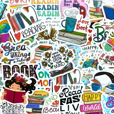 5-50 piezas pegatinas de libro de lectura de amor, lindas calcomanías divertidas para teléfono Kindle para computadora portátil Foto 1 de 4