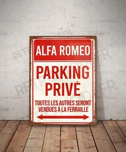 Plaque métal vintage Alfa Romeo parking privé Enseigne Garage Décoration - Picture 1 of 3