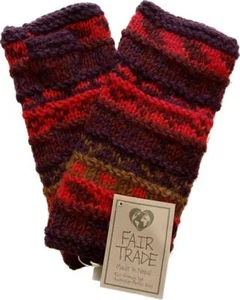 Guantes calentadores de manos de lana hippie de comercio justo sin dedos 5957 RE - Imagen 1 de 4