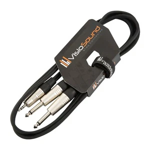 3.5mm Stereo TRS Mini Jack to Twin 2 x 6.35mm Jack Lead / Aux MP3 Mixer Cable - Picture 1 of 6