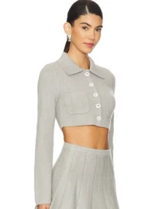 Cárdigan Recortado REVOLVE Majorelle Solveig Talla XS Gris Jaspeado, NUEVO Minorista $188 - Imagen 1 de 15