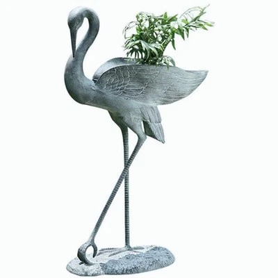 Majestuosa estatua costera majestuosa escultura jardín maceta pájaro grúa ~ SPI 33569 Foto 1 de 3