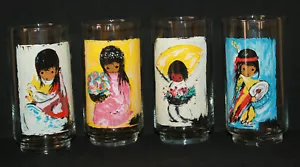 4 Ted DeGrazia Glasses Children of the Southwest Native American Indian Barware - Picture 1 of 9