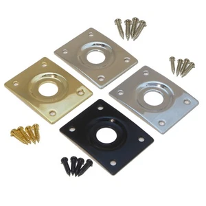 Recessed rectangular guitar jack plate chrome, Nickel black gold Les Paul type  - Picture 1 of 16