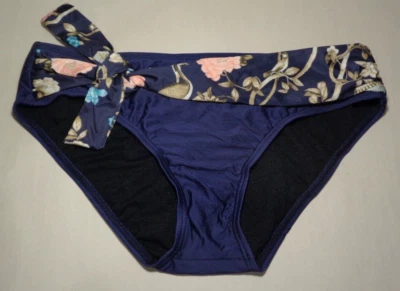 Antonio Melani Talla Grande / PANTALÓN CINTURA CORBATA / Jaula Pájaro Azul Marino / Parte Inferior de Bikini Nueva Foto 1 de 4