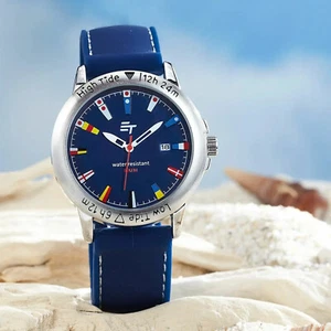 Armband Uhr "High Tide" Maritim Signalflaggen Ebbe Flut Tiden-Planer 5 ATU Quarz - Bild 1 von 3