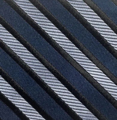 Bow Tie Men Silk Blue Black Striped SELF TIE Bowtie - Image 1 of 4