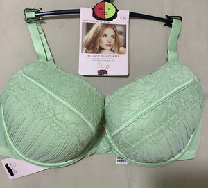 ex M&S ROSIE AUTOGRAPH DELICATE PLEATS & FRENCH LACE PLUNGE BRA In PISTACHIO 40D