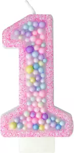 Birthday Number Candles, Handmade Macaron 3D Flash Number 1 Candle, Suitable for - Picture 1 of 11