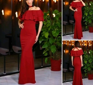 Partykleid Bordeaux mit Volant Größe M/Türkische Größe XL - Bild 1 von 12