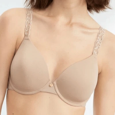 Natori Pure Luxe Plunge T-Shirt Bra Beige Cream 38D - Image 1 of 4