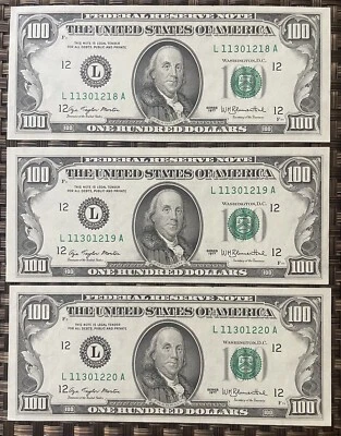 1977 $100s in Consecutive Order Uncirculated (Unique Serial Numbers)(3 in total) - Image 1 of 2