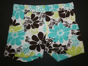 New Carter's Girls 6 year Shorts Tropical Floral Aqua Green Brown Pockets Woven - Picture 1 of 2
