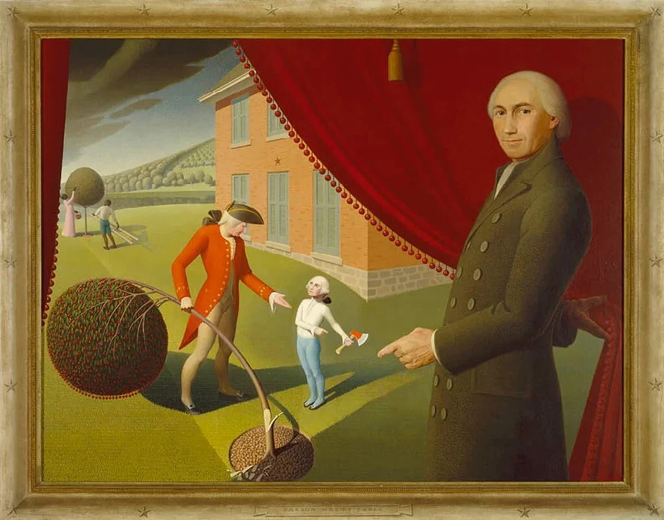Parson Weems Fable 1939, Grant Wood, Wall Art Print Poster 11" x 14"  2207 - Image 1 of 1