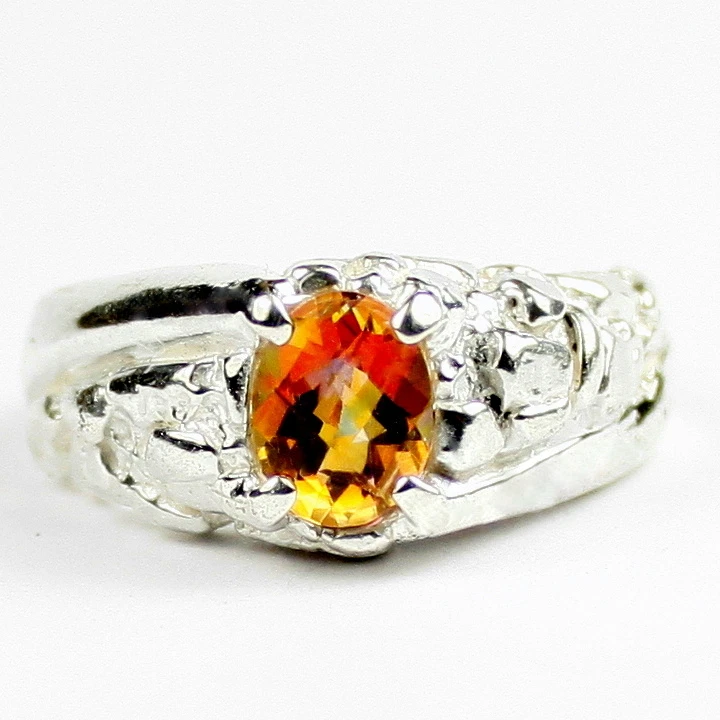 Twilight Fire Topaz, Solid 925 Sterling Silver Men's Ring, SR368 - Image 1 of 1