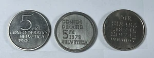 Switzerland 1978, 1979 & 1974 5 Francs (#2644) Nice, but lightly handled - Picture 1 of 2