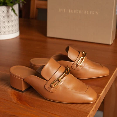 Burberry Chill 45 Camel Brown Leather Mules Women's 5 US (35 EU) - Image 1 of 4