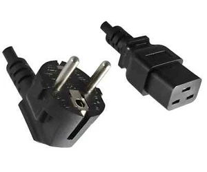 DINIC Netzkabel Schukostecker E+F 90° auf C19 für 16A, 2.0 m - Bild 1 von 1