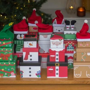 Stackable Christmas Gift Boxes | 3-Tier Nested Childrens Storage - Picture 1 of 19