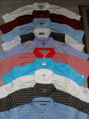 LOTE-10 ADIDAS, CALLAWAY, IZOD, ECT. POLO S/S POLIÉSTER CON LOGOTIPOS TALLA XL Foto 1 de 4