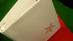 OES 3 ring meeting binder white gold logo NEW to fit 5.5" X 8.5" Eastern Star - Picture 1 of 5