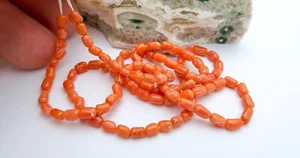 BEAUTIFUL ALL NEW AAA ITALIAN MEDITERRANEAN TANGERINE CORAL BEAD STRAND - Picture 1 of 8
