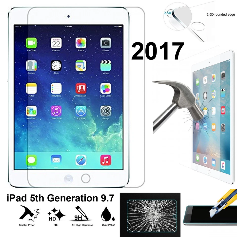 Tempered Glass / Soft Film for Apple iPad 5 screen protector 5th Generation 9.7 - Image 1 of 1